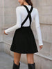 Women's Corduroy Pinafore Dress, Square Neck, Shoulder Straps and Flared Skirt