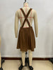 Women's Corduroy Pinafore Dress, Square Neck, Shoulder Straps and Flared Skirt