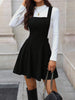 Women's Corduroy Pinafore Dress, Square Neck, Shoulder Straps and Flared Skirt