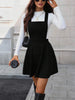 Women's Corduroy Pinafore Dress, Square Neck, Shoulder Straps and Flared Skirt