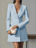 Women's Loose Fit Polyester Solid Color V-Neck Long Sleeve Double Breasted Button Dress Suit Style for Summer in Black Pink Apricot