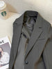 Women's Gray Blazer, Lapel Collar, Long Sleeves and Button-Front Design
