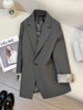 Women's Gray Blazer, Lapel Collar, Long Sleeves and Button-Front Design