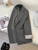 Women's Gray Blazer, Lapel Collar, Long Sleeves and Button-Front Design