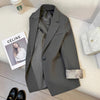 Women's Gray Blazer, Lapel Collar, Long Sleeves and Button-Front Design