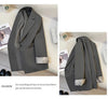 Women's Gray Blazer, Lapel Collar, Long Sleeves and Button-Front Design