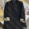 Women's Gray Blazer, Lapel Collar, Long Sleeves and Button-Front Design