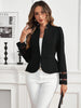 Women's Slim Fit Collarless Polyester Blazer with Nine Quarter Sleeves for Office Style Spring in Black
