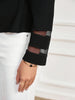 Women's Slim Fit Collarless Polyester Blazer with Nine Quarter Sleeves for Office Style Spring in Black