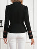 Women's Slim Fit Collarless Polyester Blazer with Nine Quarter Sleeves for Office Style Spring in Black