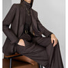 Women's Long Sleeve Solid Color Wool Suit Set for Spring Office Style in Old Money Aesthetic