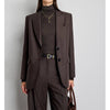 Women's Long Sleeve Solid Color Wool Suit Set for Spring Office Style in Old Money Aesthetic