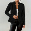 Women's A-Shaped Single Breasted Polyester 3D Effect Stand Collar Long Sleeve Blazer for Office in White