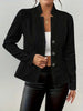 Women's A-Shaped Single Breasted Polyester 3D Effect Stand Collar Long Sleeve Blazer for Office in White
