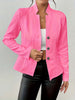 Women's A-Shaped Single Breasted Polyester 3D Effect Stand Collar Long Sleeve Blazer for Office in White
