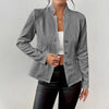 Women's A-Shaped Single Breasted Polyester 3D Effect Stand Collar Long Sleeve Blazer for Office in White