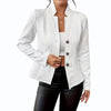 Women's A-Shaped Single Breasted Polyester 3D Effect Stand Collar Long Sleeve Blazer for Office in White