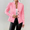 Women's A-Shaped Single Breasted Polyester 3D Effect Stand Collar Long Sleeve Blazer for Office in White