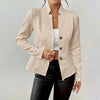 Women's A-Shaped Single Breasted Polyester 3D Effect Stand Collar Long Sleeve Blazer for Office in White