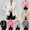 Women's A-Shaped Single Breasted Polyester 3D Effect Stand Collar Long Sleeve Blazer for Office in White