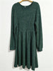 Women's Knit Dress, Crew Neck, Long Sleeves, Gathered Waist and Pockets