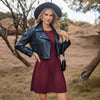 Women's Knit Dress, Crew Neck, Long Sleeves, Gathered Waist and Pockets