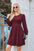 Women's Knit Dress, Crew Neck, Long Sleeves, Gathered Waist and Pockets