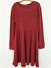 Women's Knit Dress, Crew Neck, Long Sleeves, Gathered Waist and Pockets