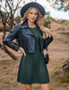 Women's Knit Dress, Crew Neck, Long Sleeves, Gathered Waist and Pockets