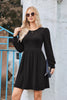 Women's Knit Dress, Crew Neck, Long Sleeves, Gathered Waist and Pockets