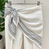 Women's Twill Blazer with Round Square Towel Wrap Accent for Spring in Versatile Solid Color