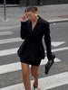 Women's Winter Polyester Solid Color Long Sleeve Office Suit Set Two Piece Outfit for Work Office in Black