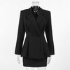 Women's Winter Polyester Solid Color Long Sleeve Office Suit Set Two Piece Outfit for Work Office in Black