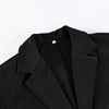 Women's Slim Fit Single Breasted Polyester Lace Blazer with Suit Collar Long Sleeves for Office in Winter Black White
