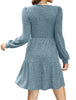 Women's Knit Dress, Square Neck, Long Sleeves and Tiered Skirt