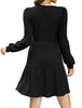 Women's Knit Dress, Square Neck, Long Sleeves and Tiered Skirt