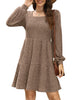Women's Knit Dress, Square Neck, Long Sleeves and Tiered Skirt