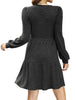 Women's Knit Dress, Square Neck, Long Sleeves and Tiered Skirt
