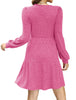 Women's Knit Dress, Square Neck, Long Sleeves and Tiered Skirt
