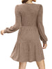 Women's Knit Dress, Square Neck, Long Sleeves and Tiered Skirt