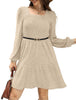 Women's Knit Dress, Square Neck, Long Sleeves and Tiered Skirt
