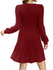 Women's Knit Dress, Square Neck, Long Sleeves and Tiered Skirt