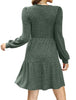 Women's Knit Dress, Square Neck, Long Sleeves and Tiered Skirt