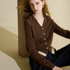 Women's A-shaped Fall Thin Solid Color Long Sleeve Single Row Multiple Buckles Wave Cardigan with Shoulder Strap Style for Autumn