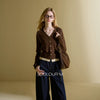 Women's A-shaped Fall Thin Solid Color Long Sleeve Single Row Multiple Buckles Wave Cardigan with Shoulder Strap Style for Autumn