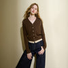 Women's A-shaped Fall Thin Solid Color Long Sleeve Single Row Multiple Buckles Wave Cardigan with Shoulder Strap Style for Autumn