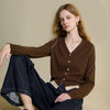 Women's A-shaped Fall Thin Solid Color Long Sleeve Single Row Multiple Buckles Wave Cardigan with Shoulder Strap Style for Autumn
