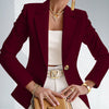 Women's Regular Fit Polyester Urban Landscape Lapel Cardigan with Long Sleeves One Button Closure and Buttons for Autumn Office Style