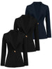 Women's Regular Fit Polyester Urban Landscape Lapel Cardigan with Long Sleeves One Button Closure and Buttons for Autumn Office Style