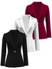 Women's Regular Fit Polyester Urban Landscape Lapel Cardigan with Long Sleeves One Button Closure and Buttons for Autumn Office Style